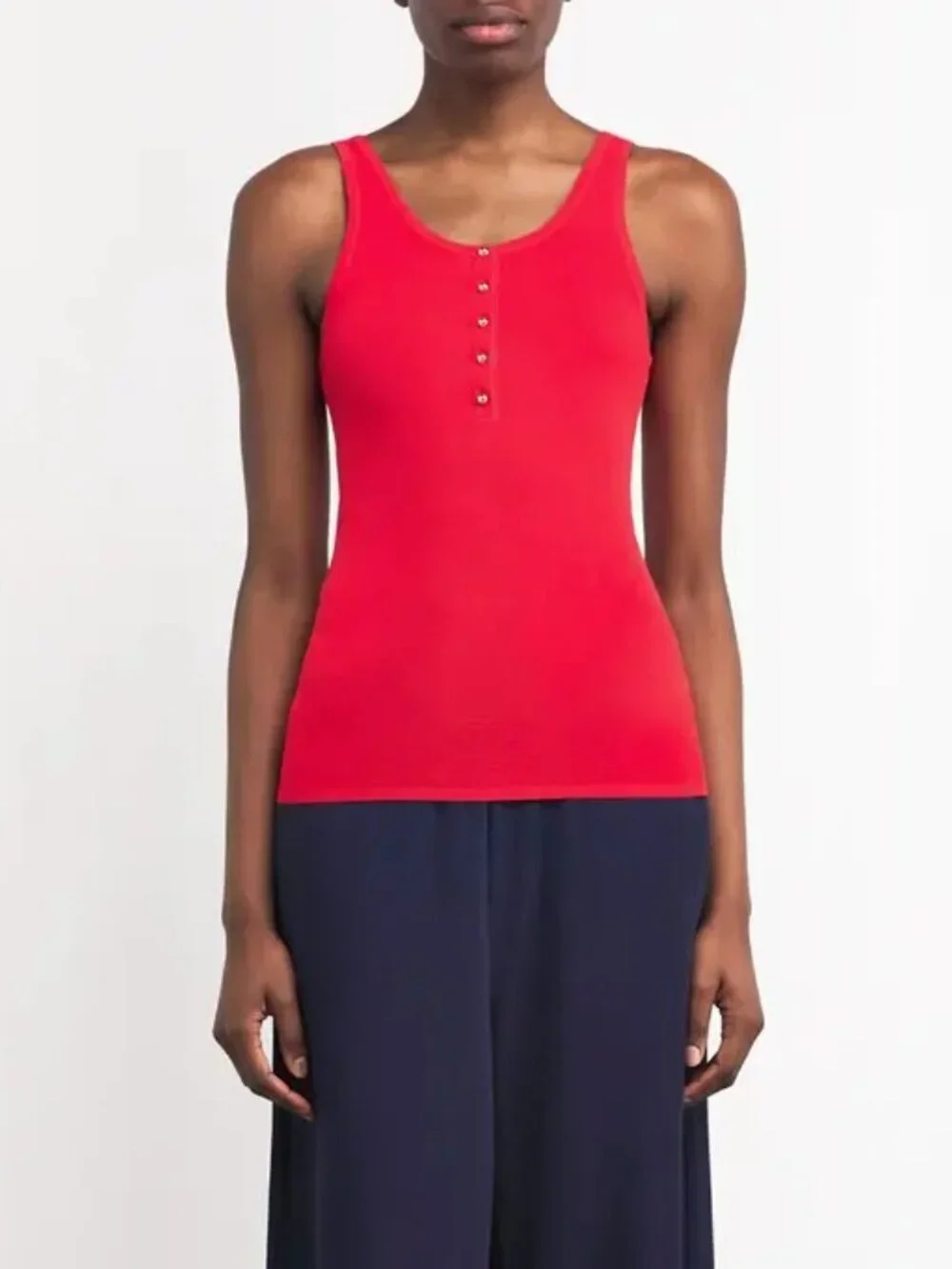 NWT SANDRO  Buttoned Tank Top Silk In Red Size 2 - Picture 5 of 7